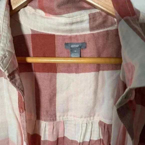 Aerie plaid pastel lightweight flannel M - Picture 4 of 5